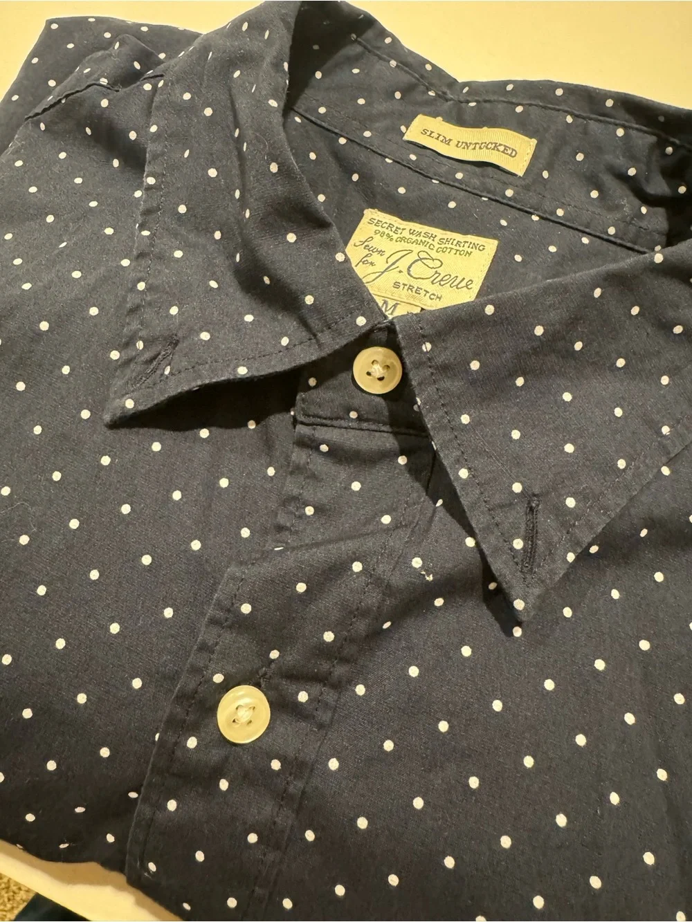 J.Crew Slim Untucked Polka Dot Shirt – Classic Navy Cotton Medium